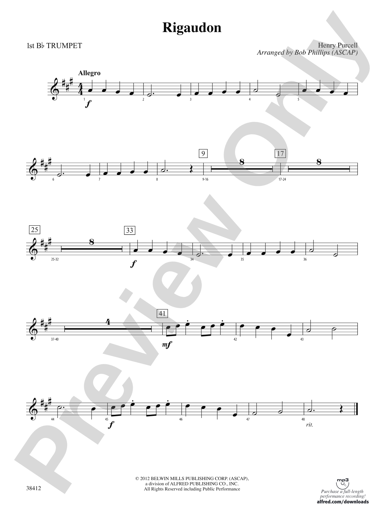 Rigaudon: 1st B-flat Trumpet