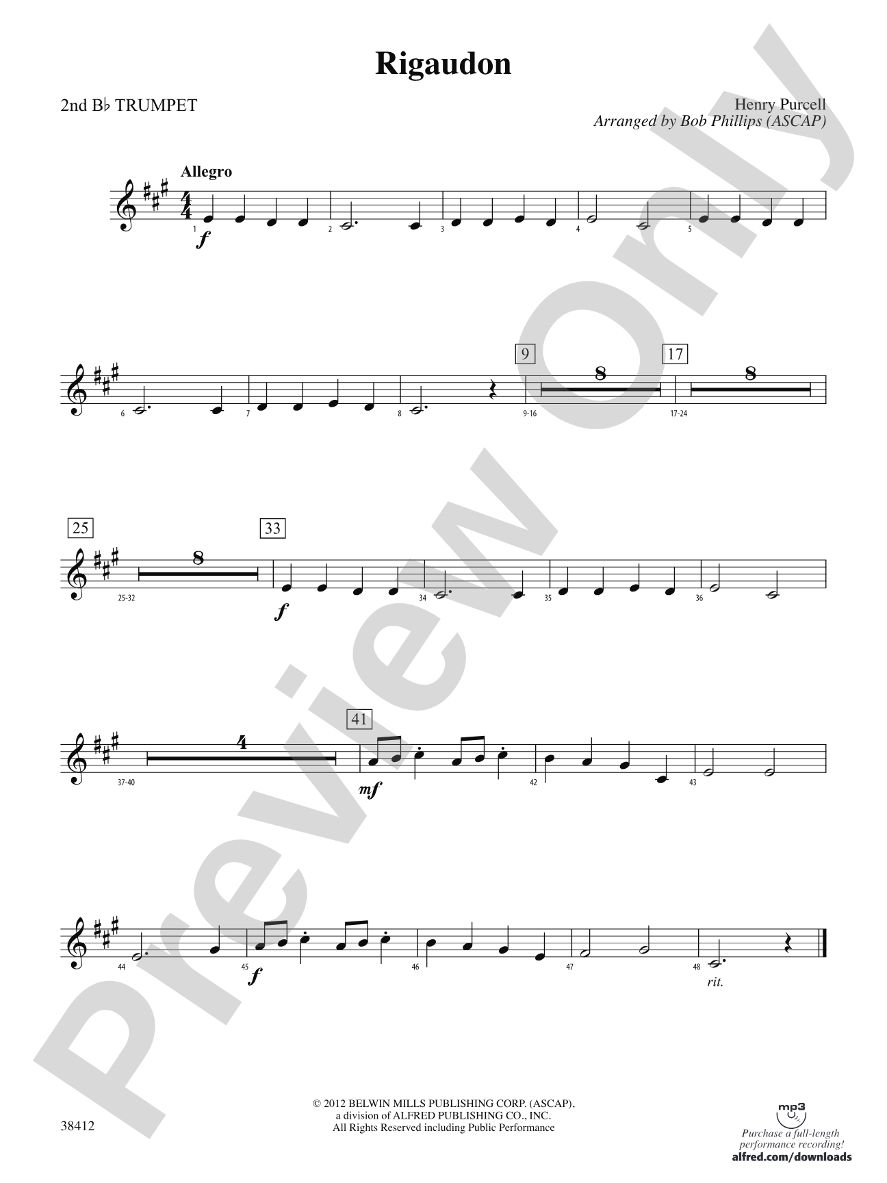 Rigaudon: 2nd B-flat Trumpet