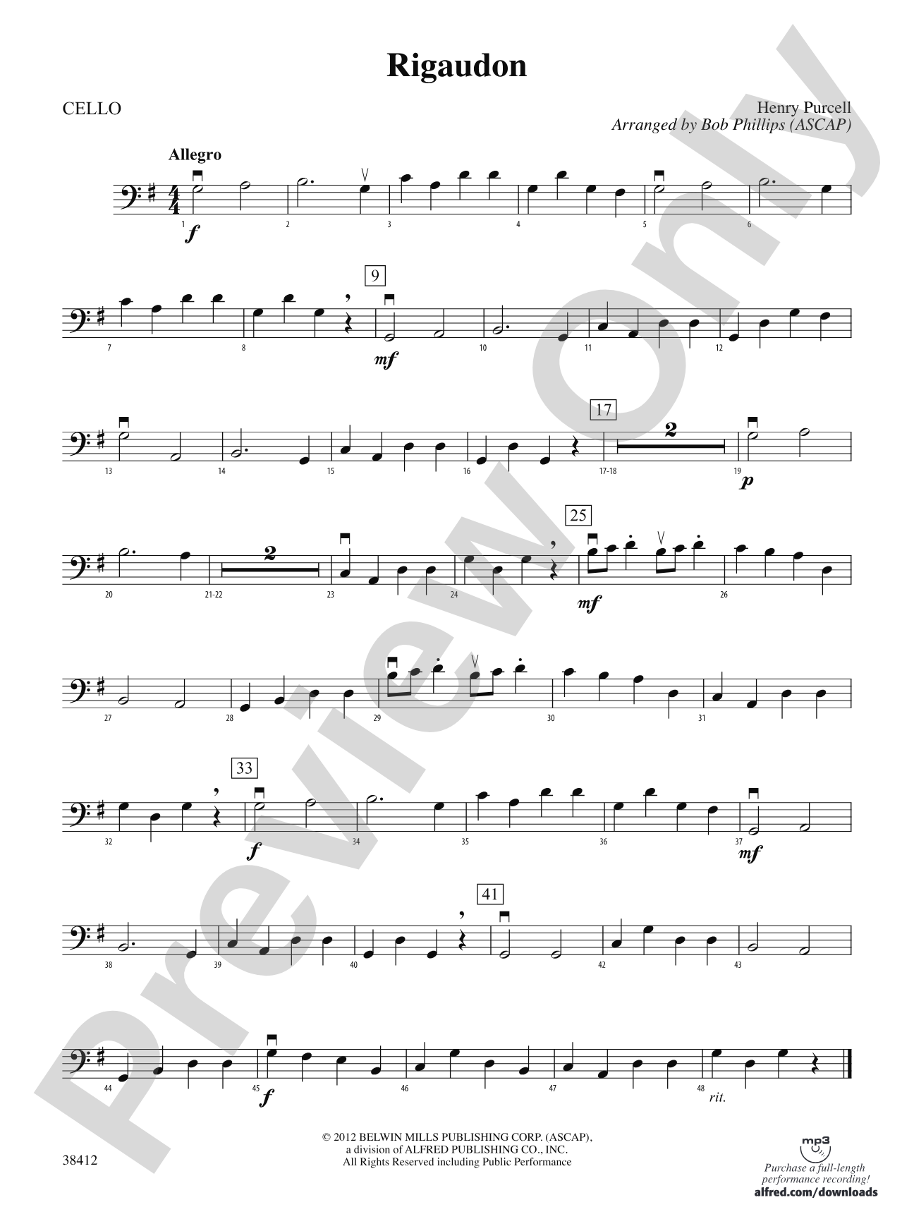 Rigaudon: Cello