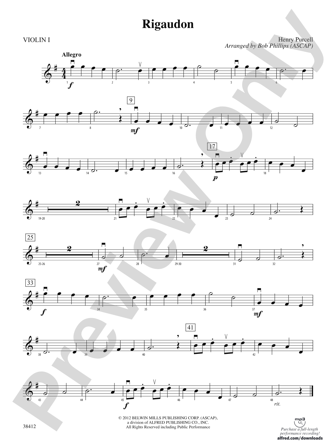 Rigaudon: 1st Violin