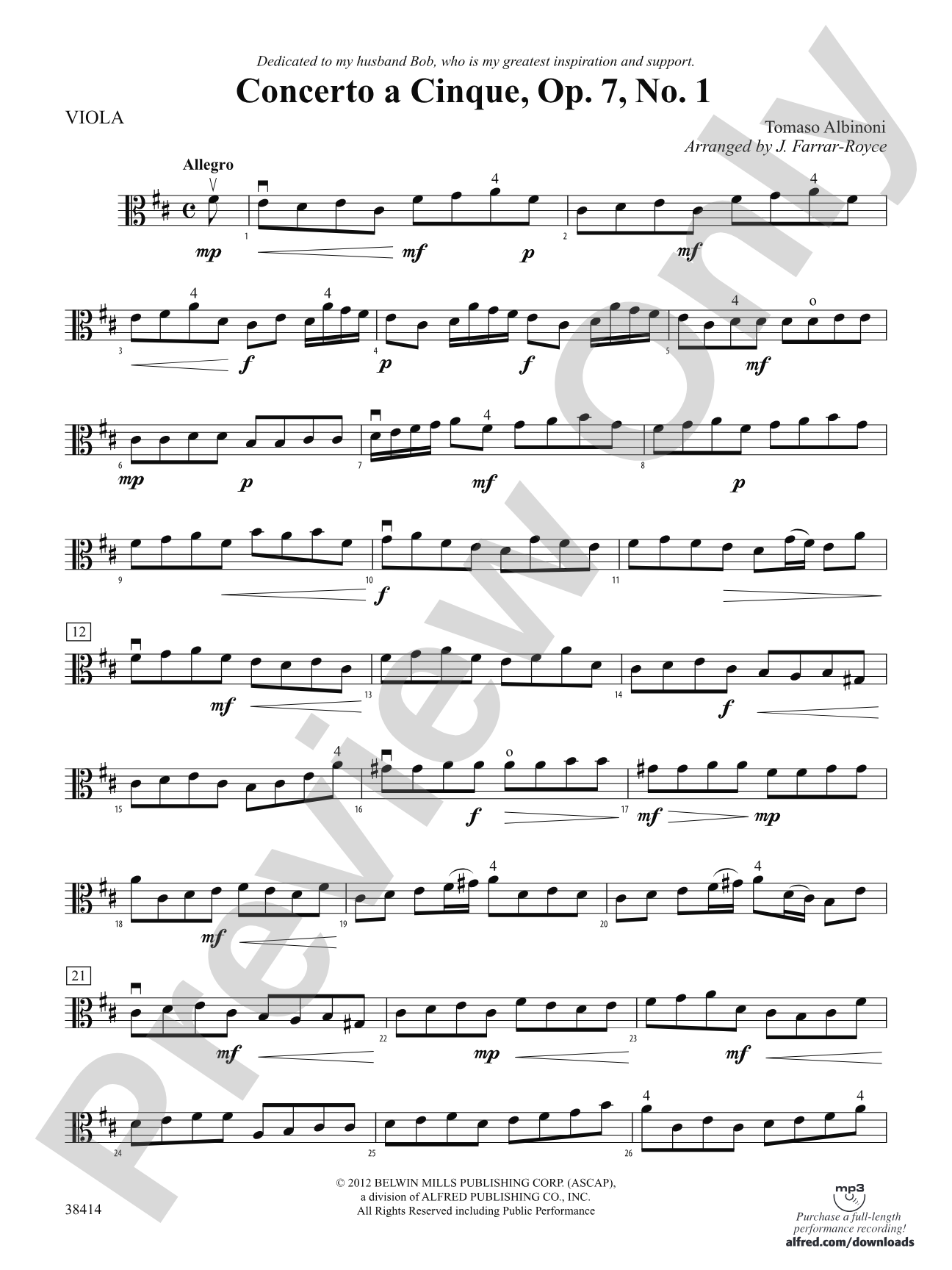 Concerto a Cinque, Op. 7, No. 1: Viola