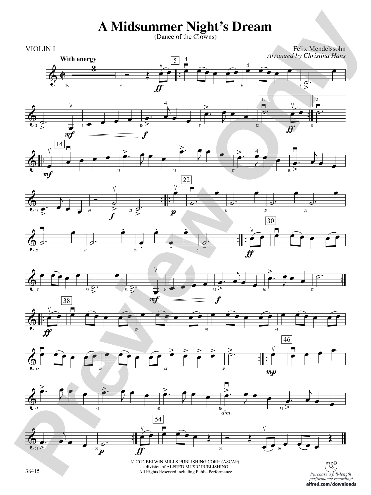 A Midsummer Night's Dream (Dance of the Clowns): 1st Violin