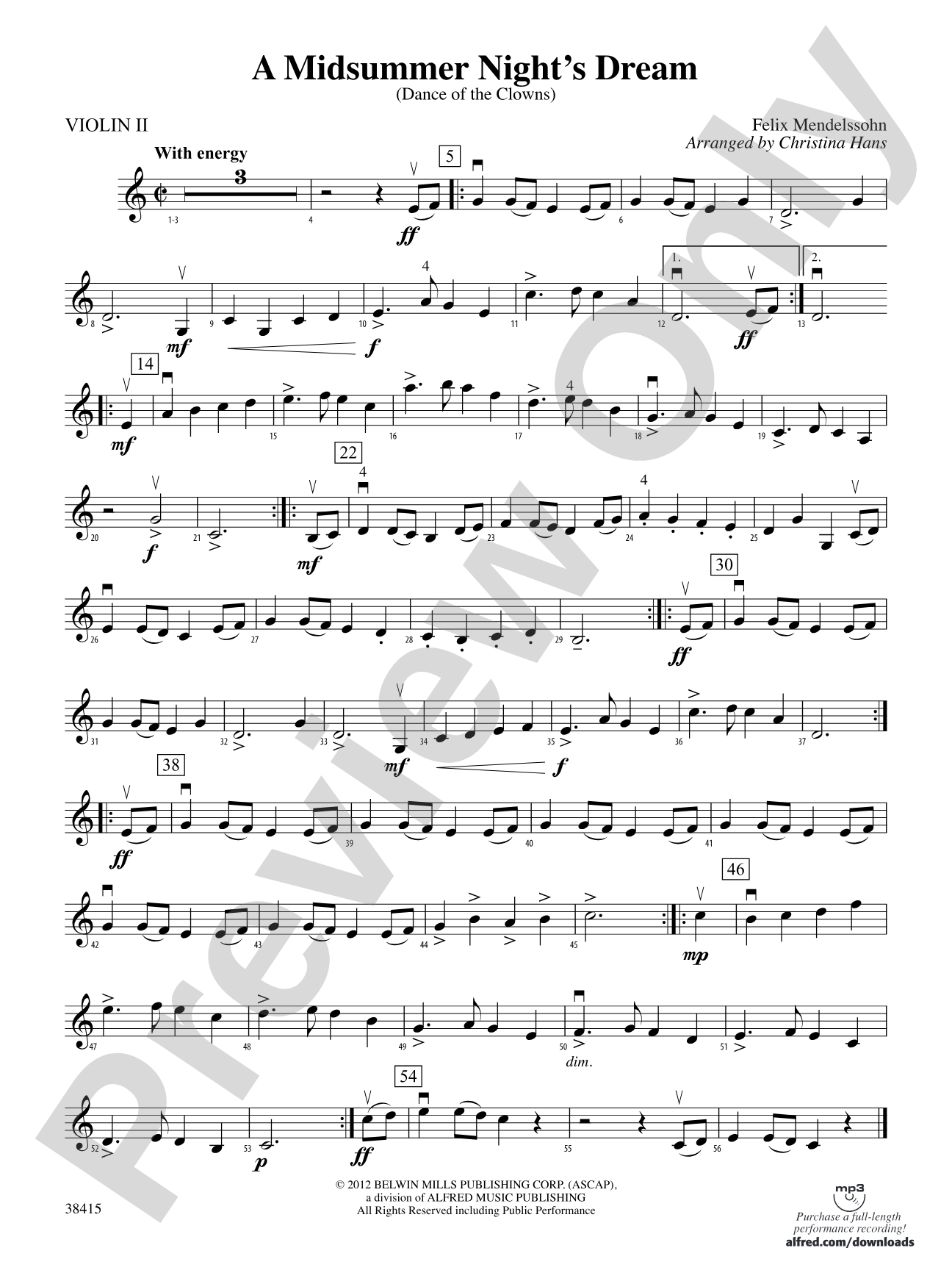 A Midsummer Night's Dream (Dance of the Clowns): 2nd Violin