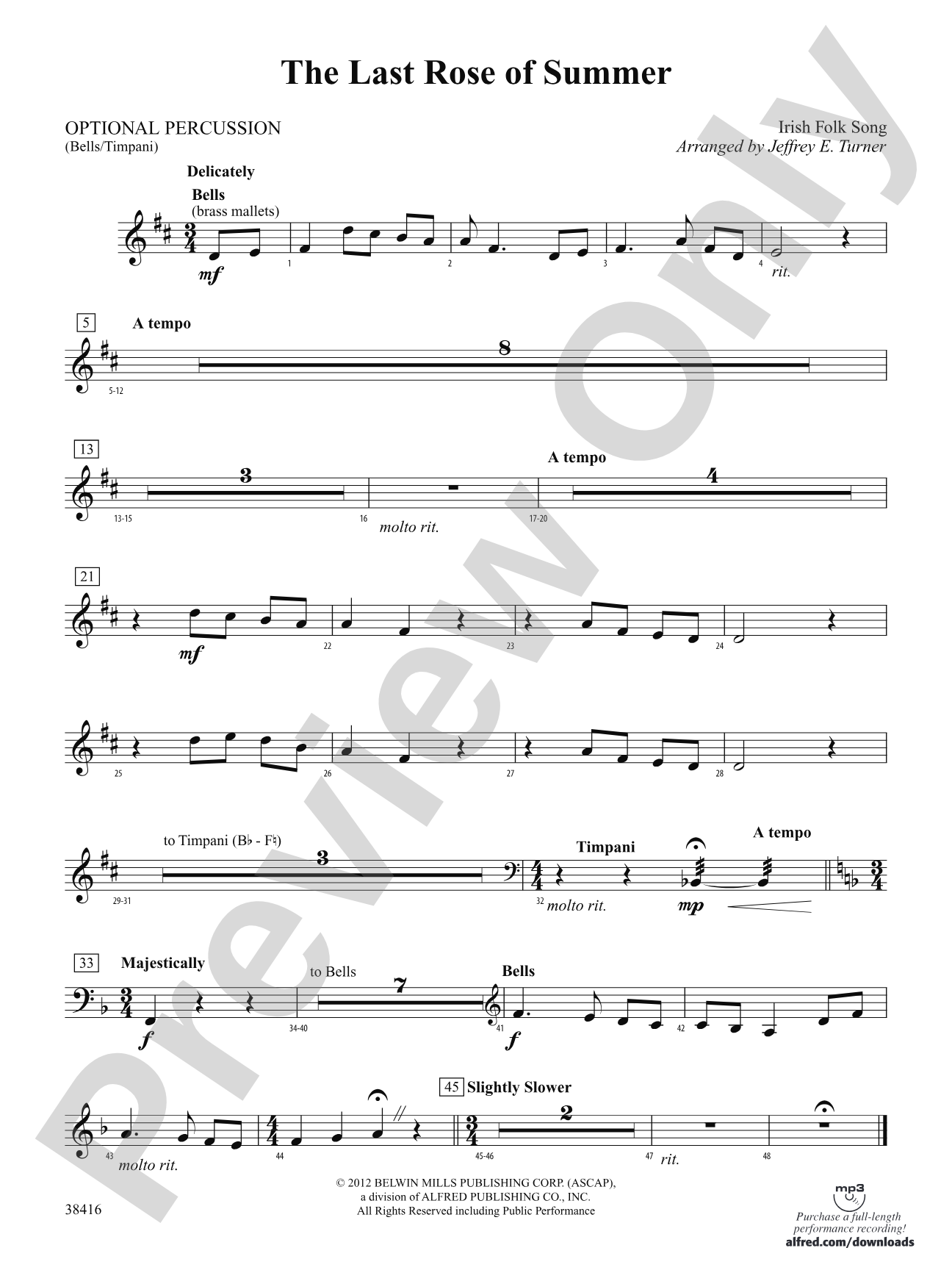 The Last Rose of Summer: 1st Percussion