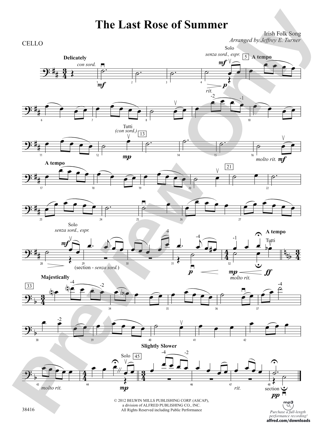 The Last Rose of Summer: Cello