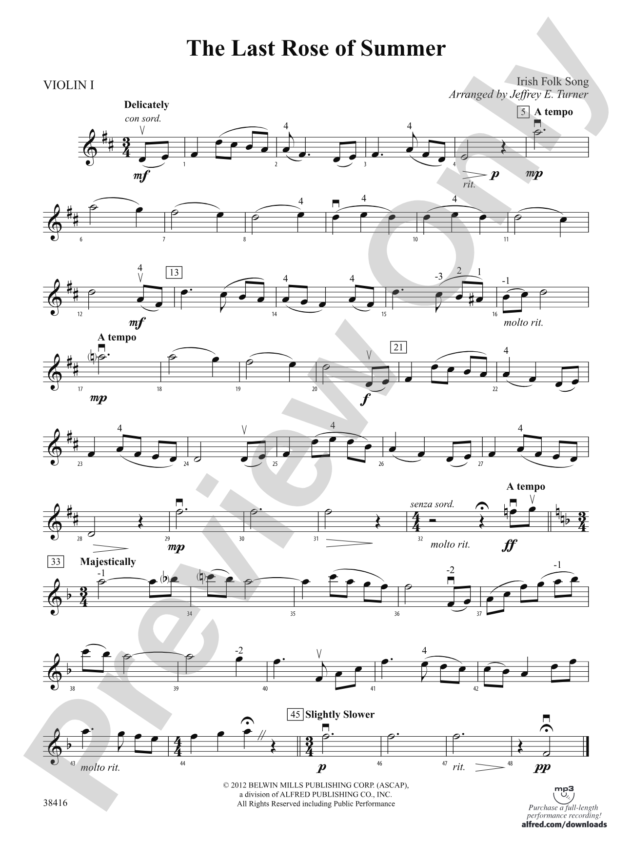 The Last Rose of Summer: 1st Violin
