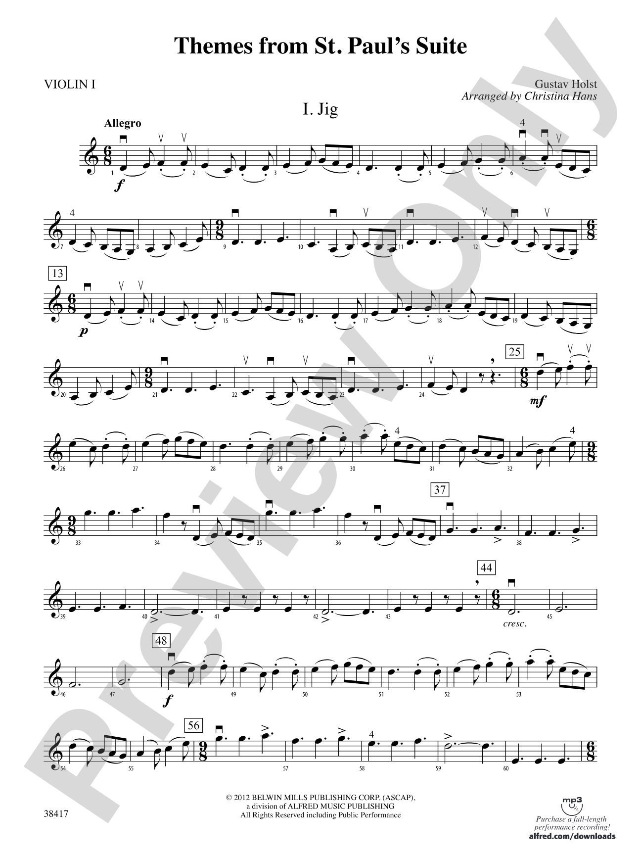 Themes from St. Paul's Suite: 1st Violin