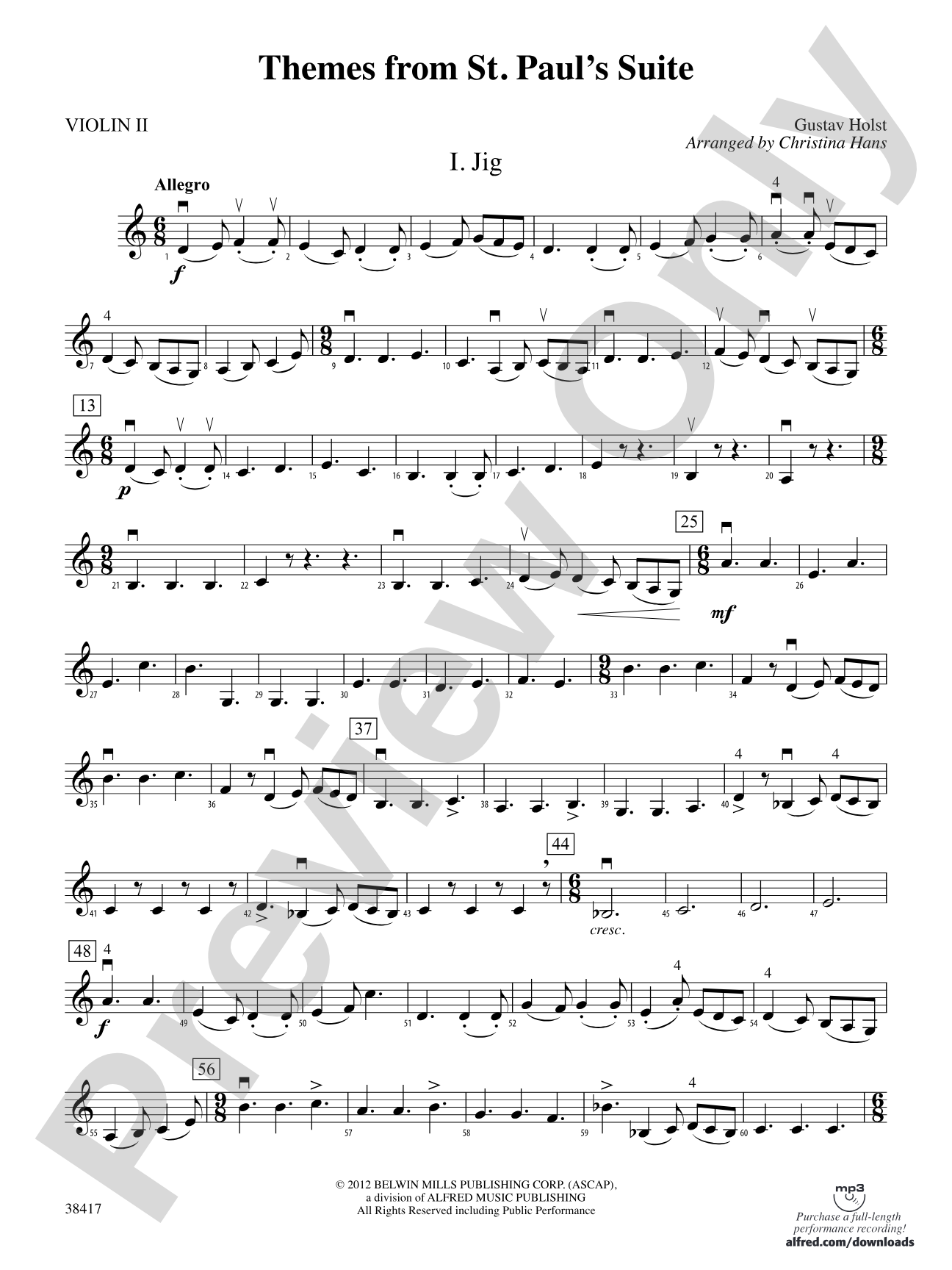 Themes from St. Paul's Suite: 2nd Violin