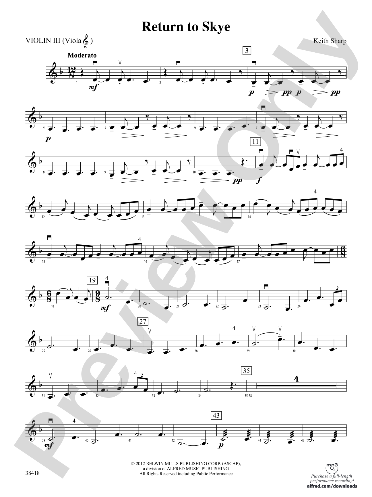 Return to Skye: 3rd Violin (Viola [TC])