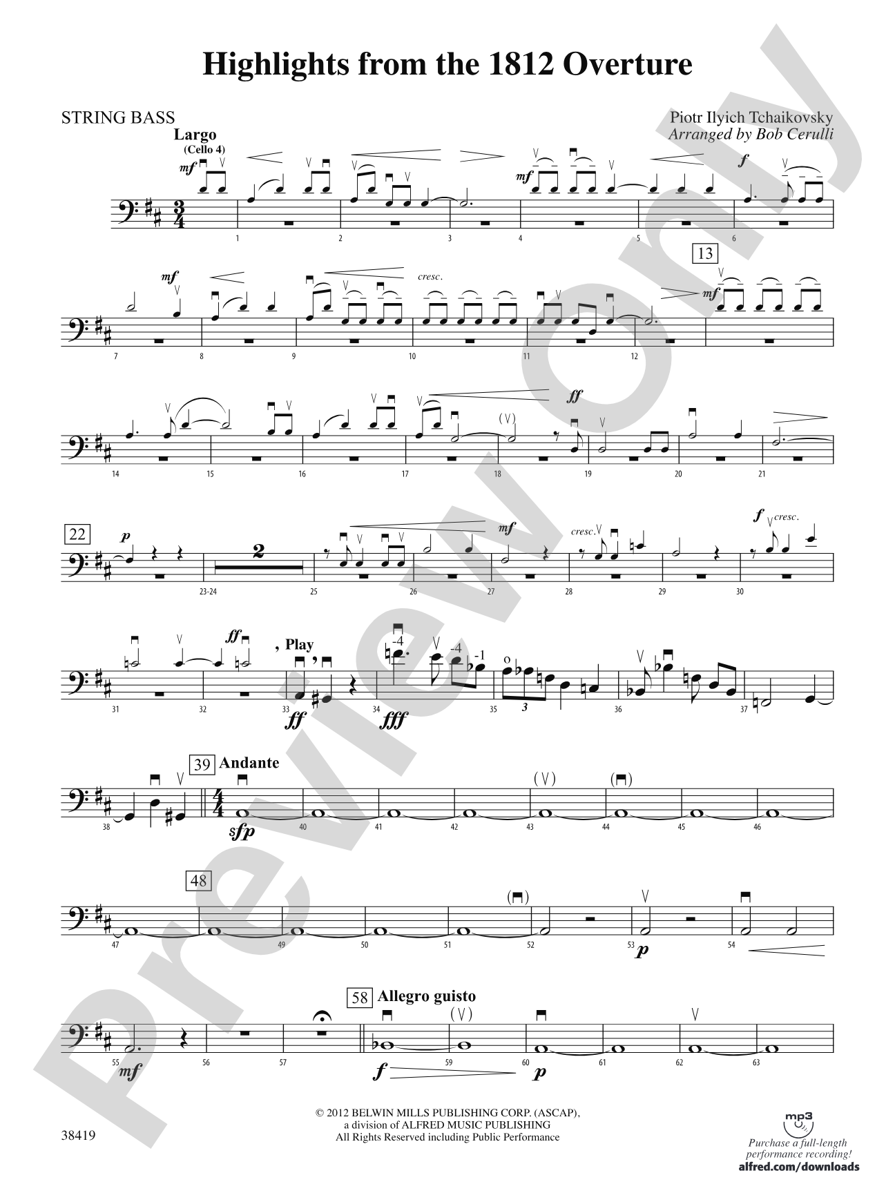 Highlights from the 1812 Overture: String Bass