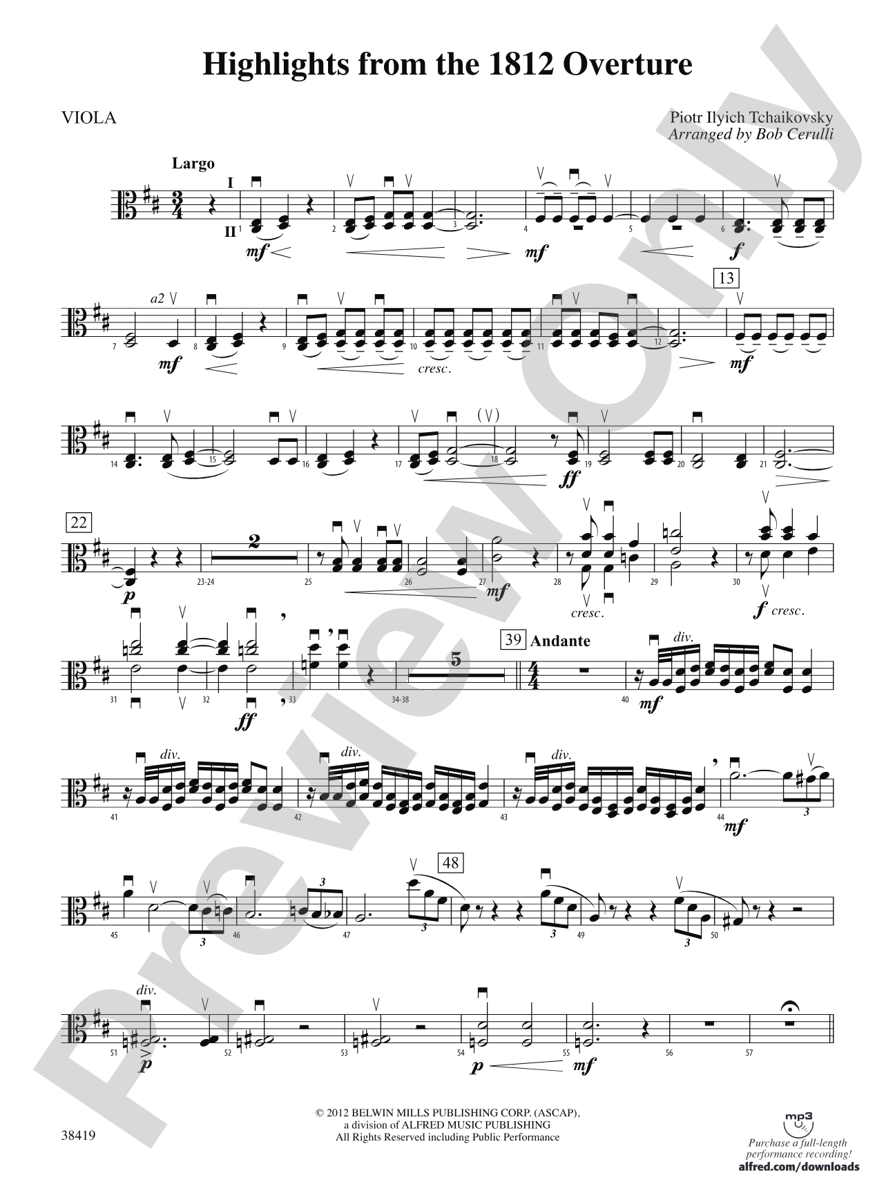 Highlights from the 1812 Overture: Viola