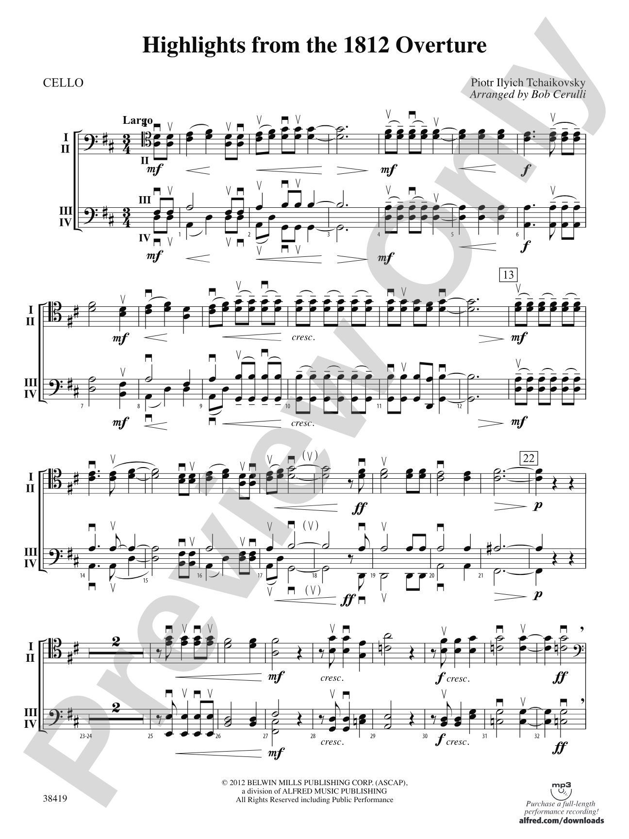 Highlights from the 1812 Overture: Cello