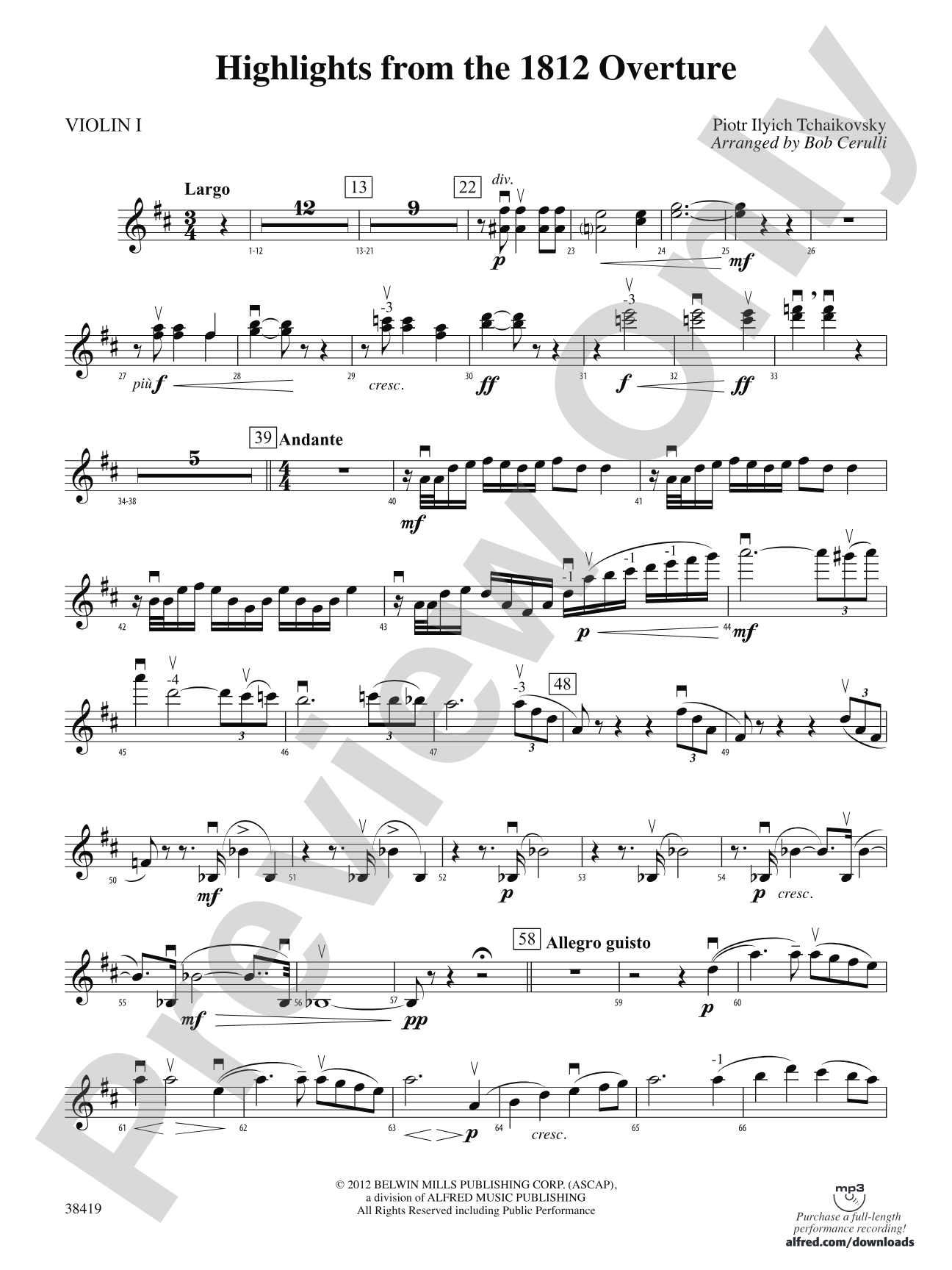 Highlights from the 1812 Overture: 1st Violin