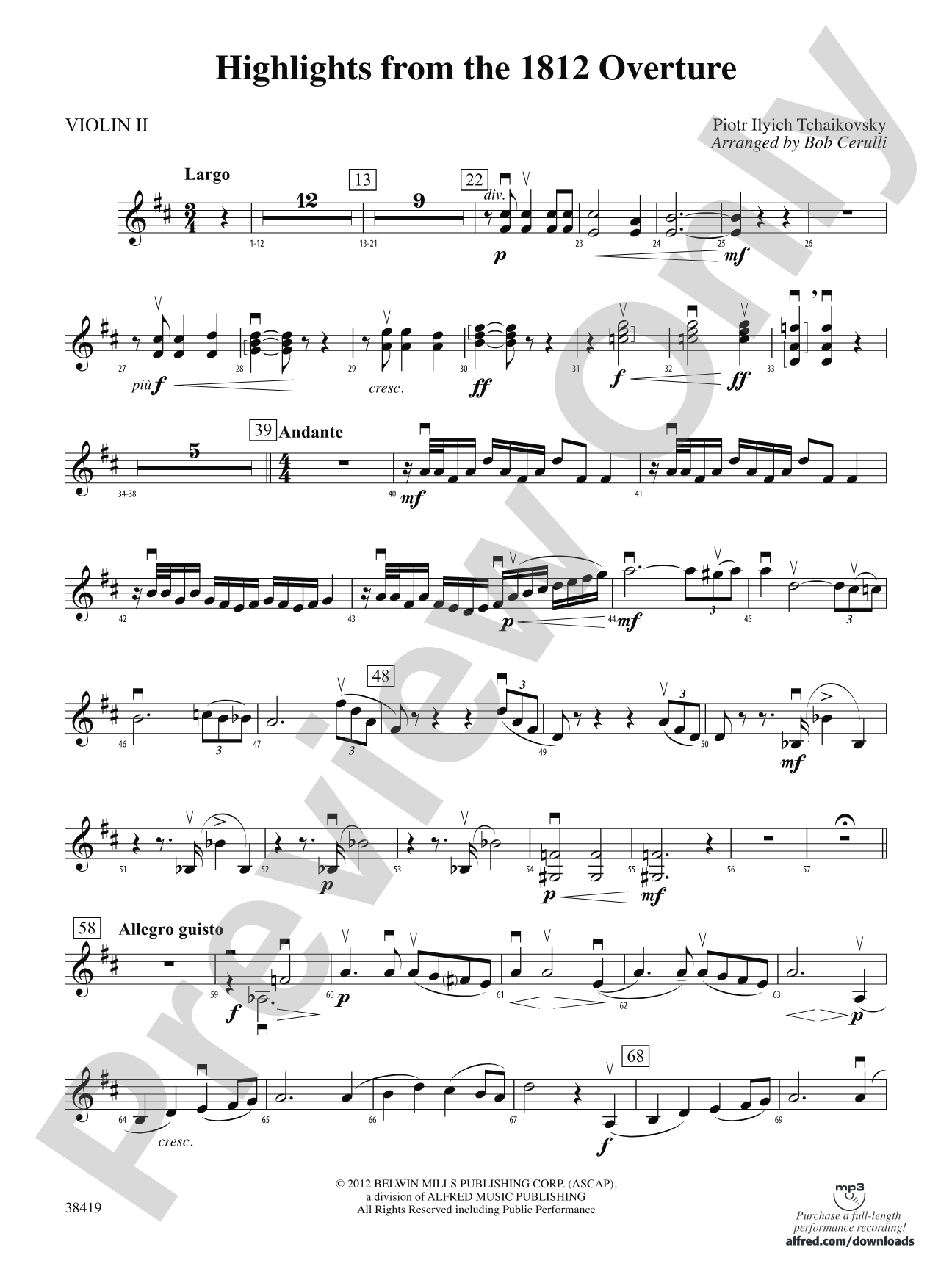 Highlights from the 1812 Overture: 2nd Violin