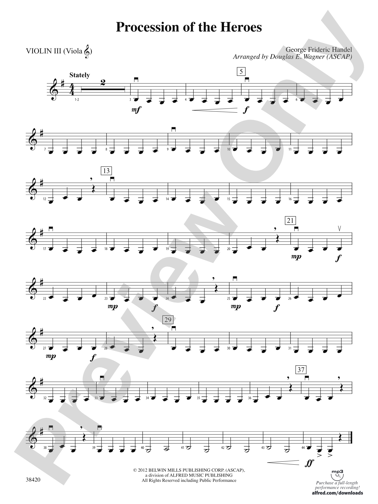 Procession of the Heroes: 3rd Violin (Viola [TC])