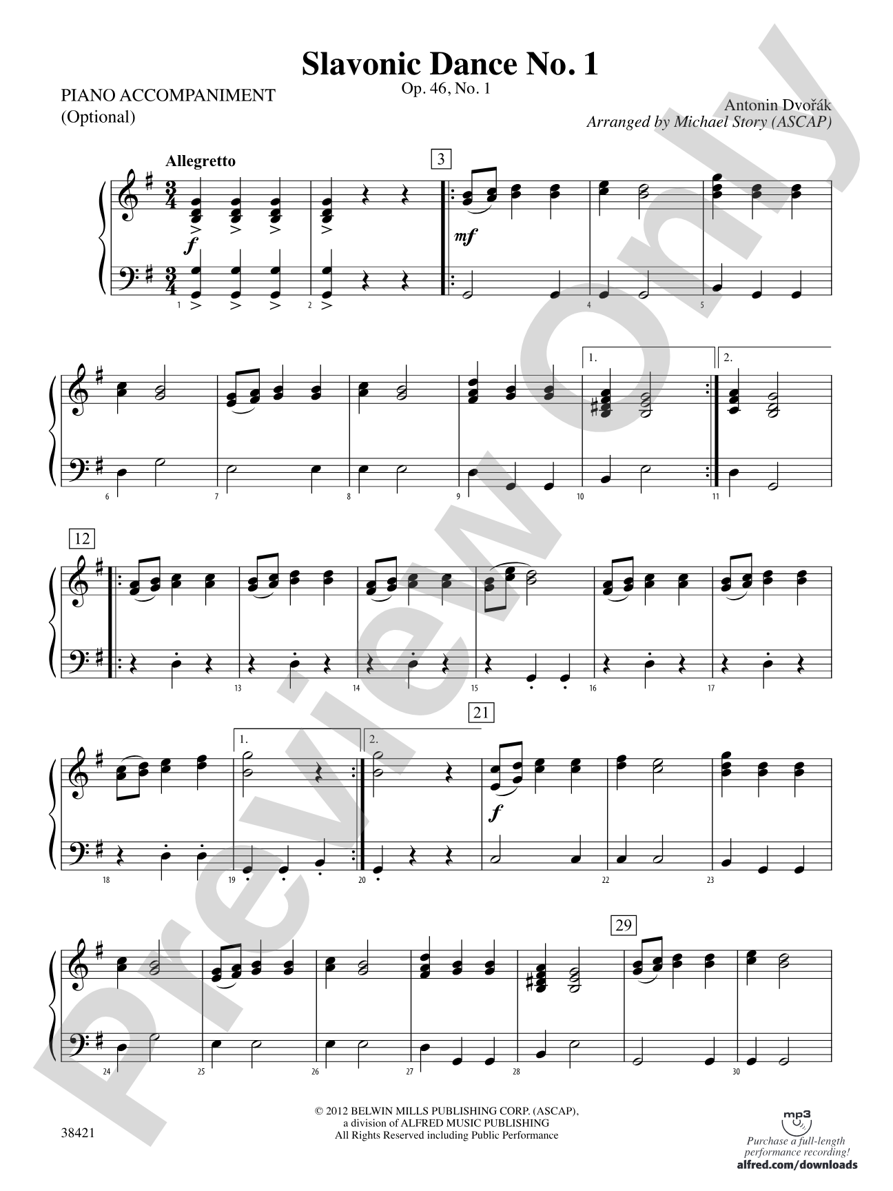 Slavonic Dance No. 1: Piano Accompaniment