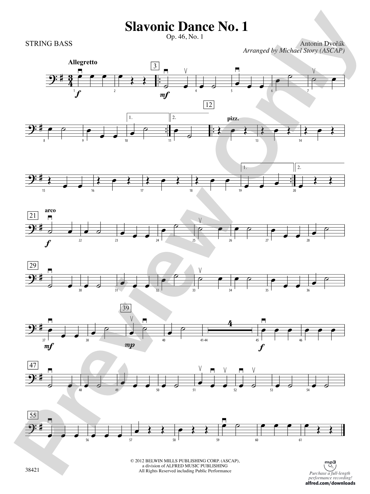 Slavonic Dance No. 1: String Bass