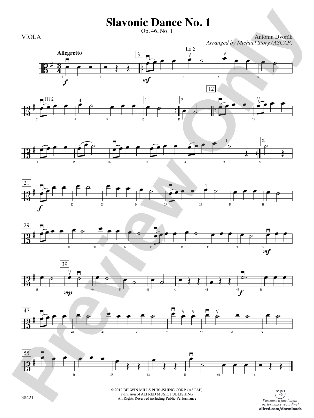 Slavonic Dance No. 1: Viola