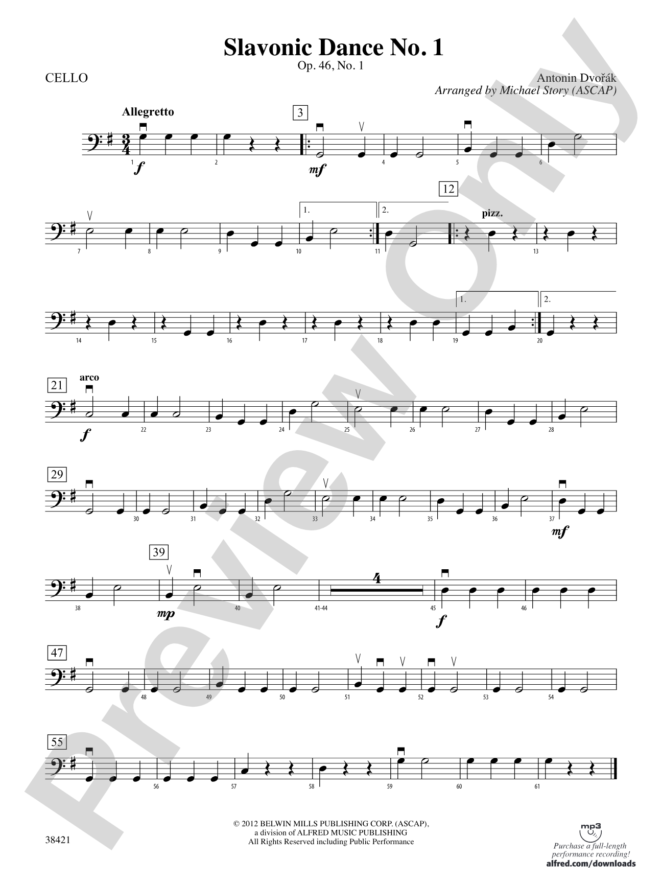 Slavonic Dance No. 1: Cello