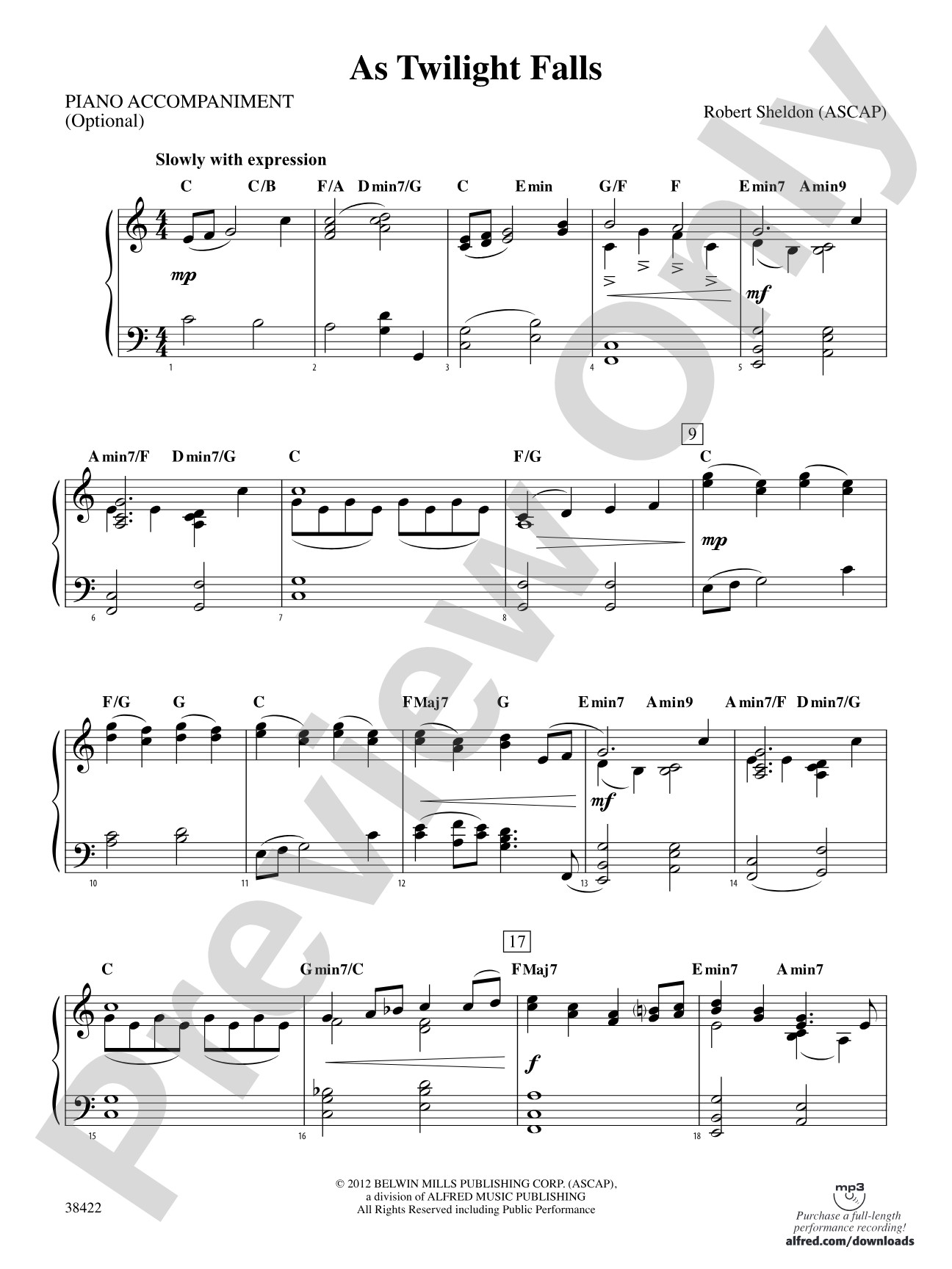 As Twilight Falls: Piano Accompaniment