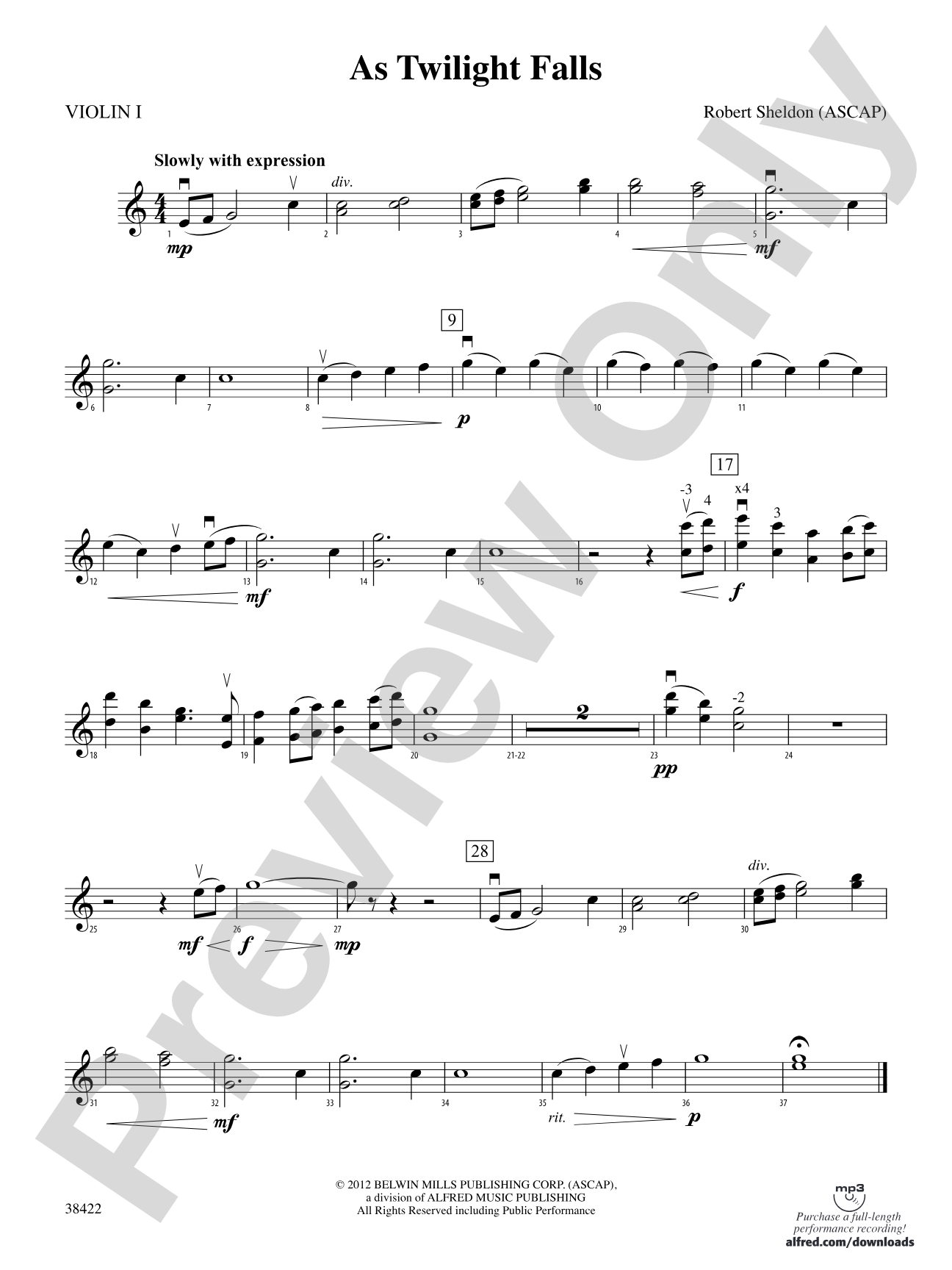 As Twilight Falls: 1st Violin