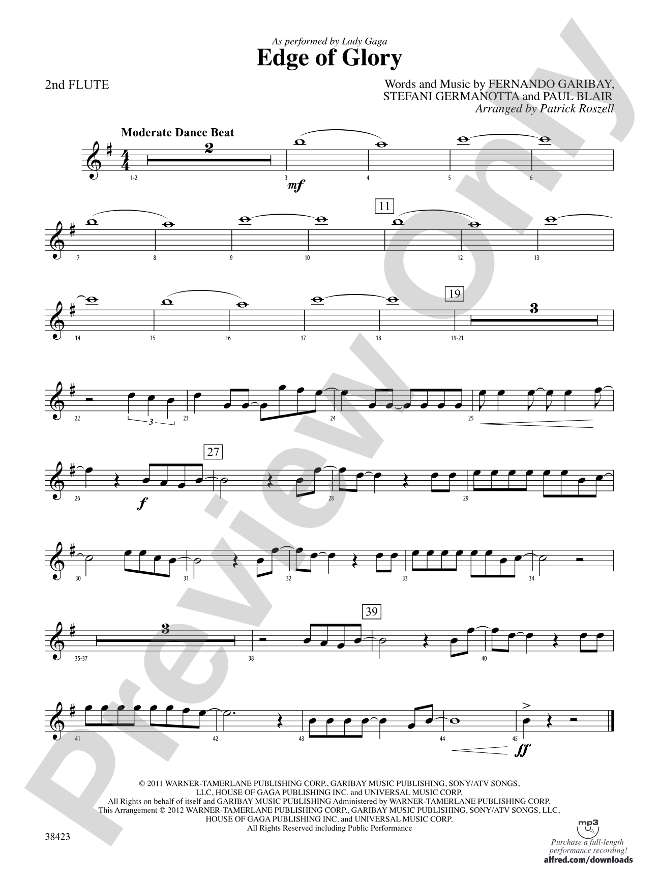 Edge of Glory: 2nd Flute