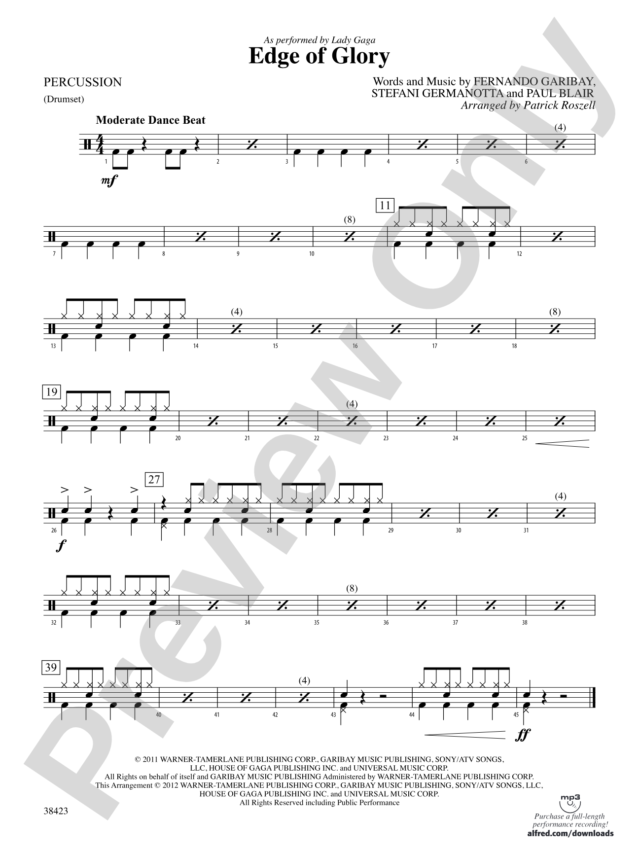 Edge of Glory: 1st Percussion