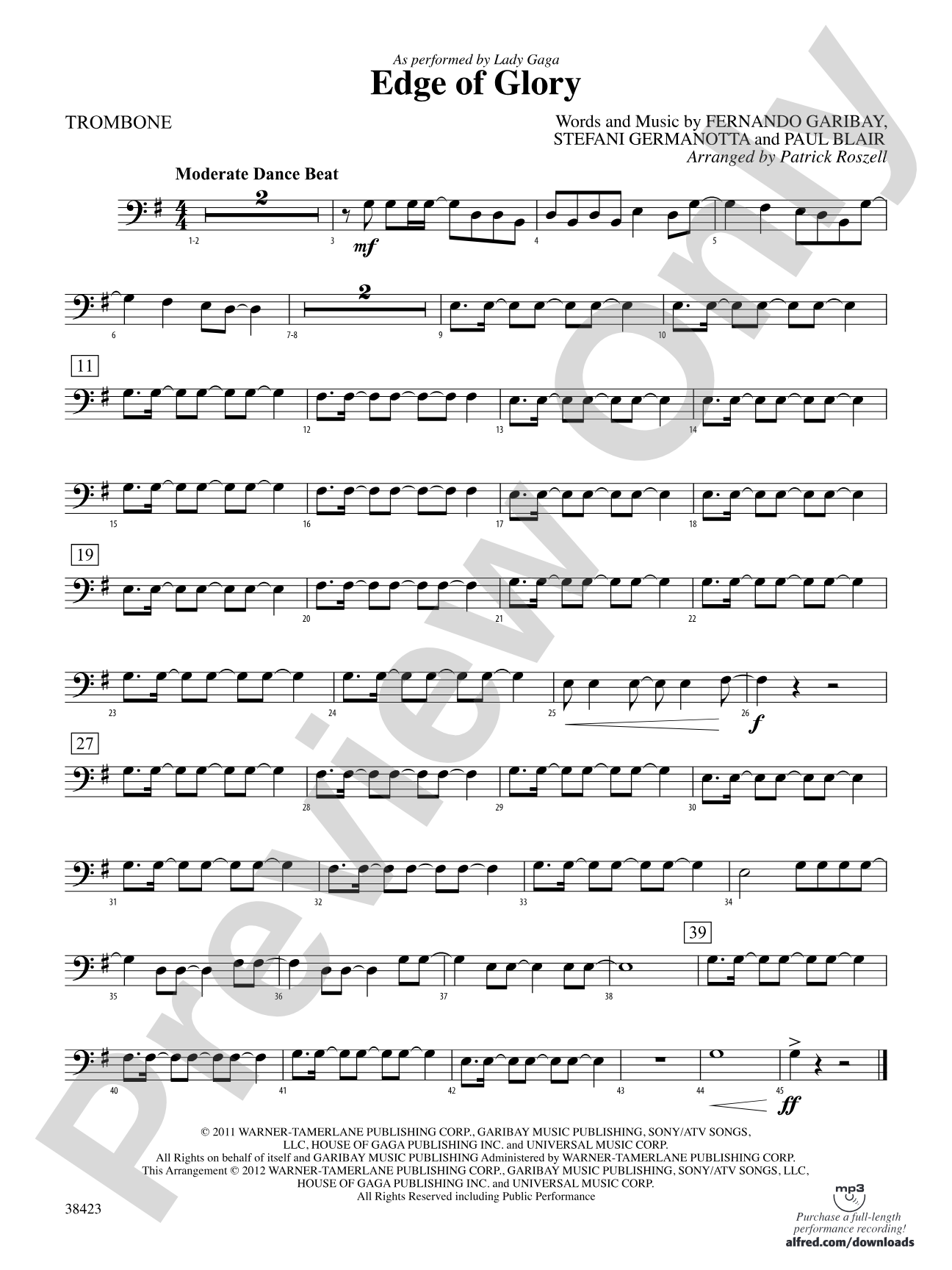 Edge of Glory: 1st Trombone