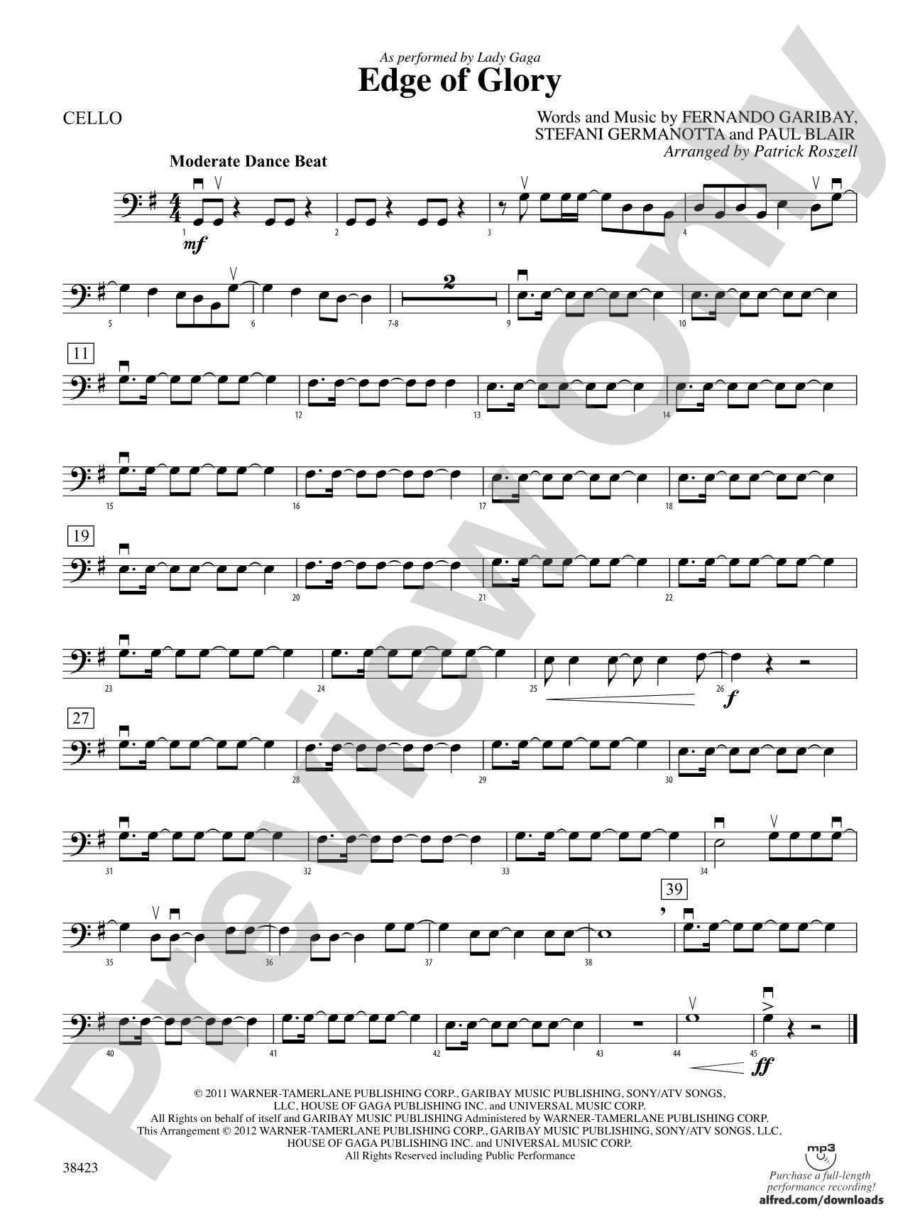 Edge of Glory: Cello