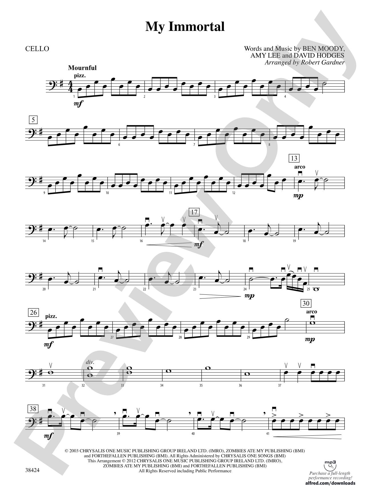 My Immortal: Cello