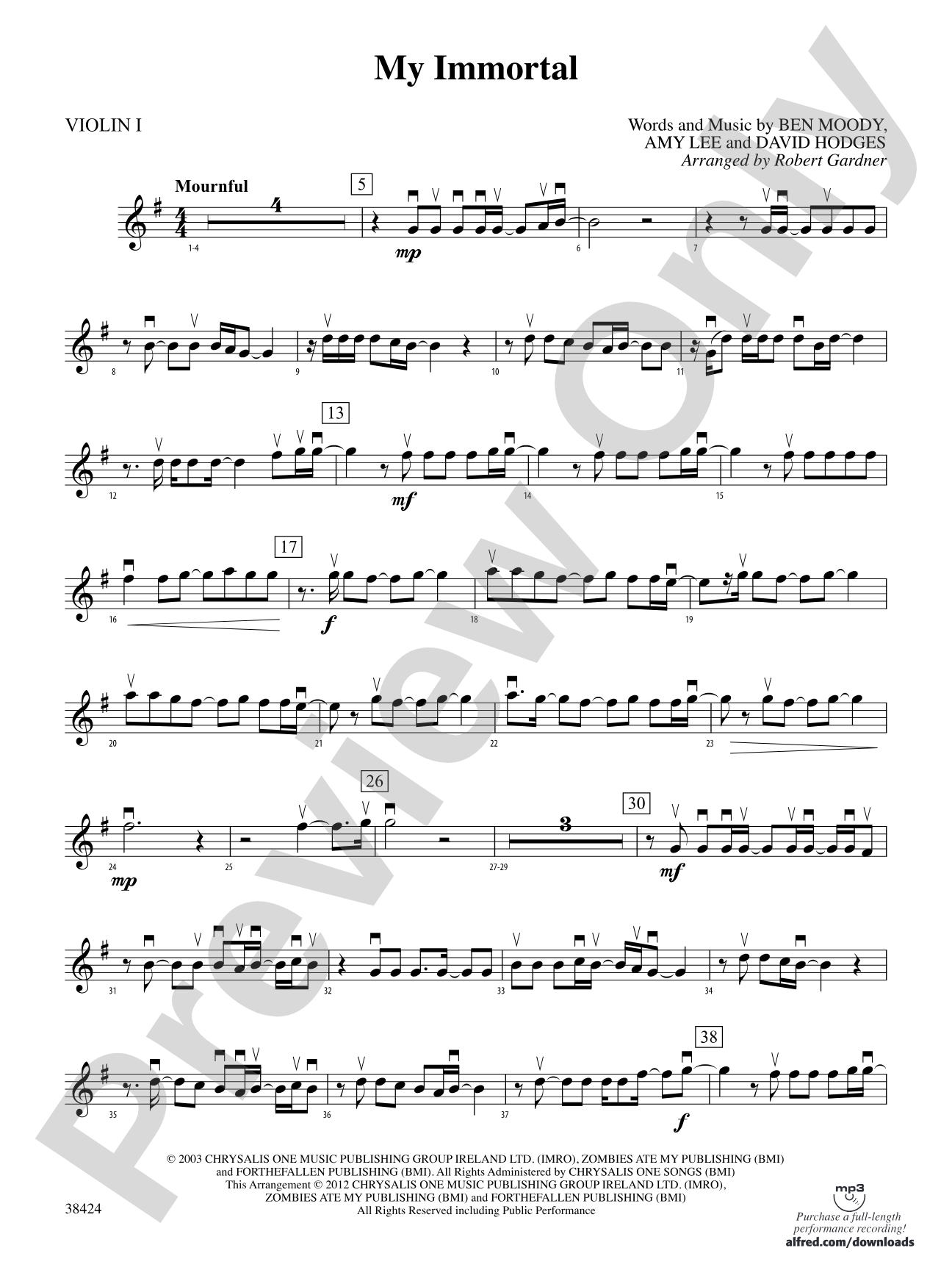 My Immortal: 1st Violin