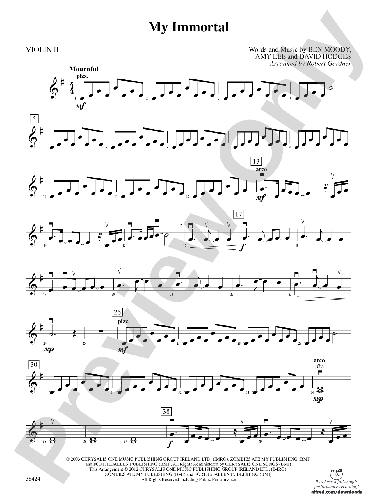 My Immortal: 2nd Violin