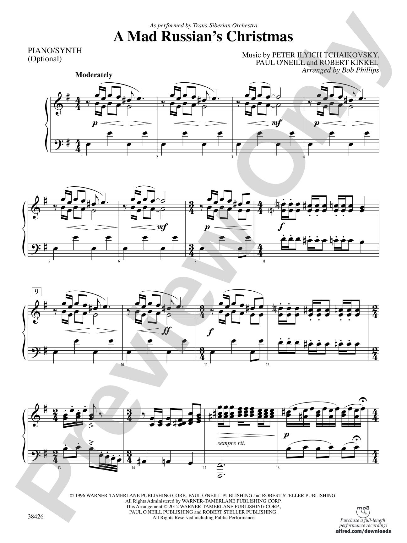 A Mad Russian's Christmas: Piano Accompaniment