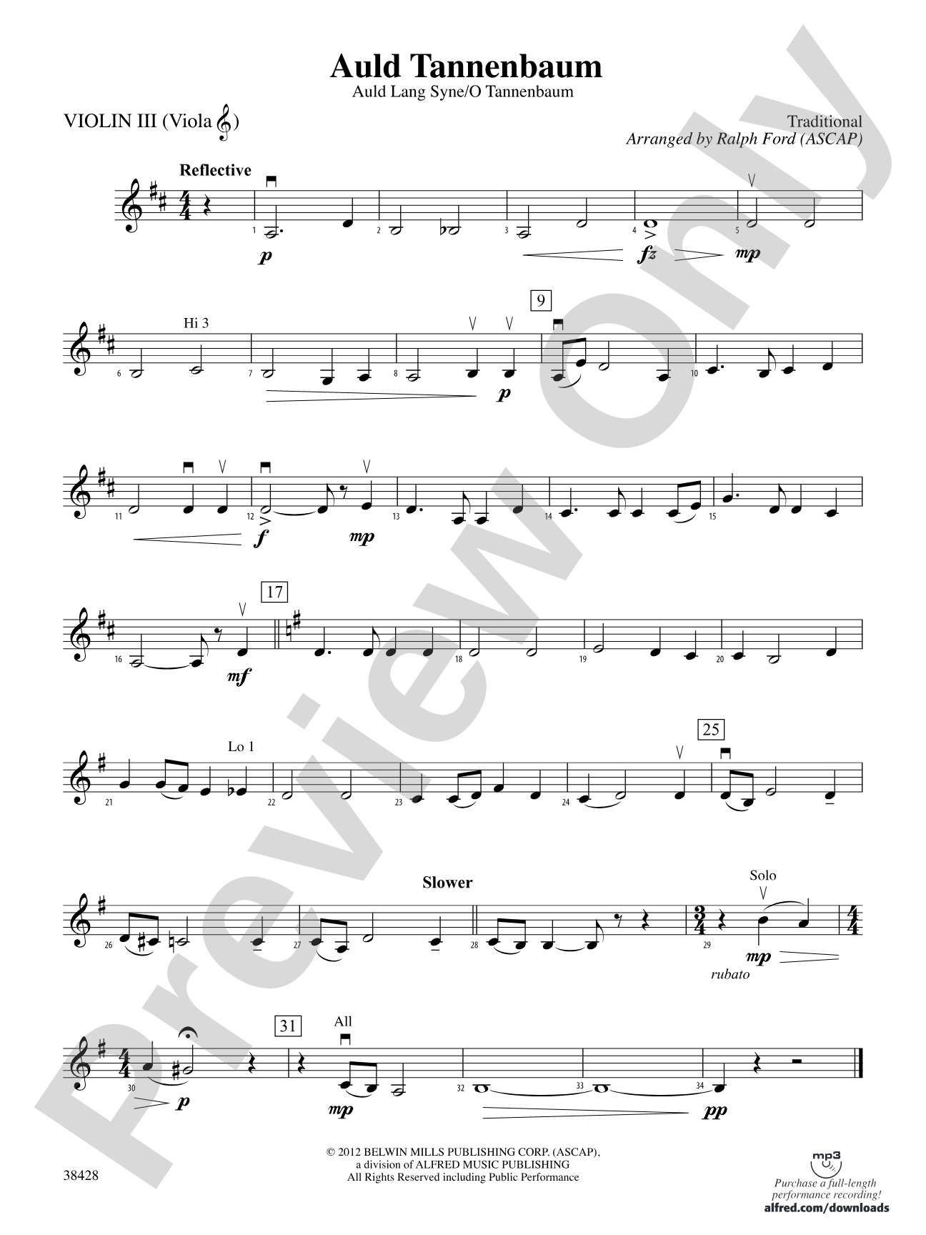 Auld Tannenbaum: 3rd Violin (Viola [TC])
