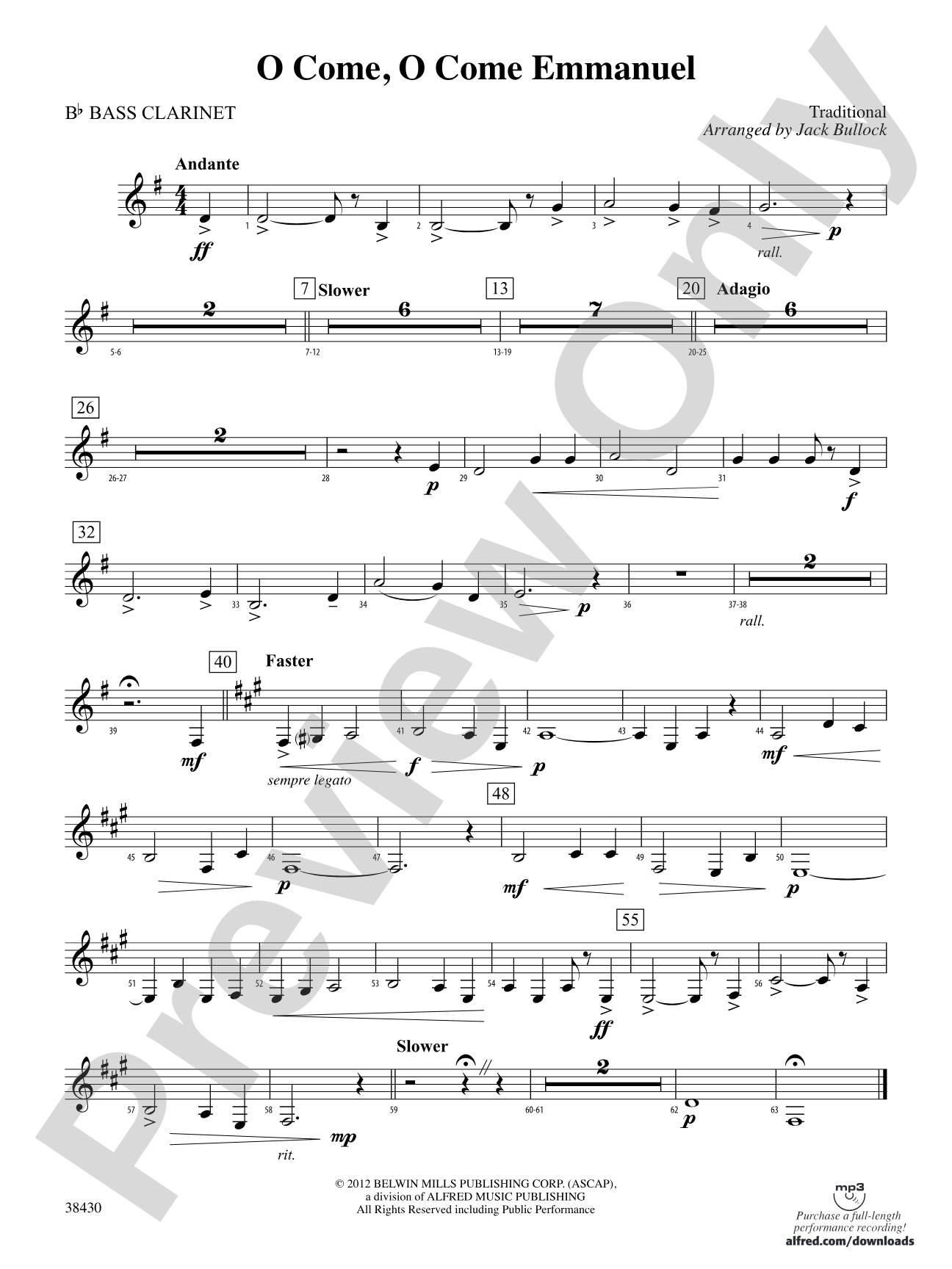 O Come, O Come Emmanuel: B-flat Bass Clarinet