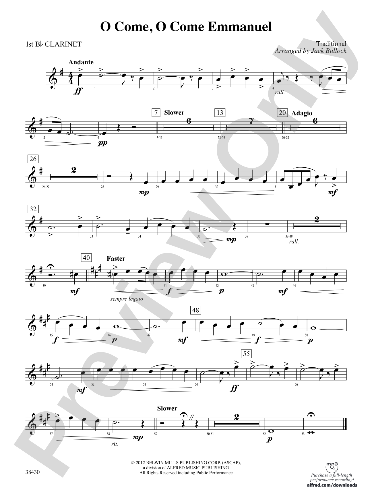 O Come, O Come Emmanuel: 1st B-flat Clarinet