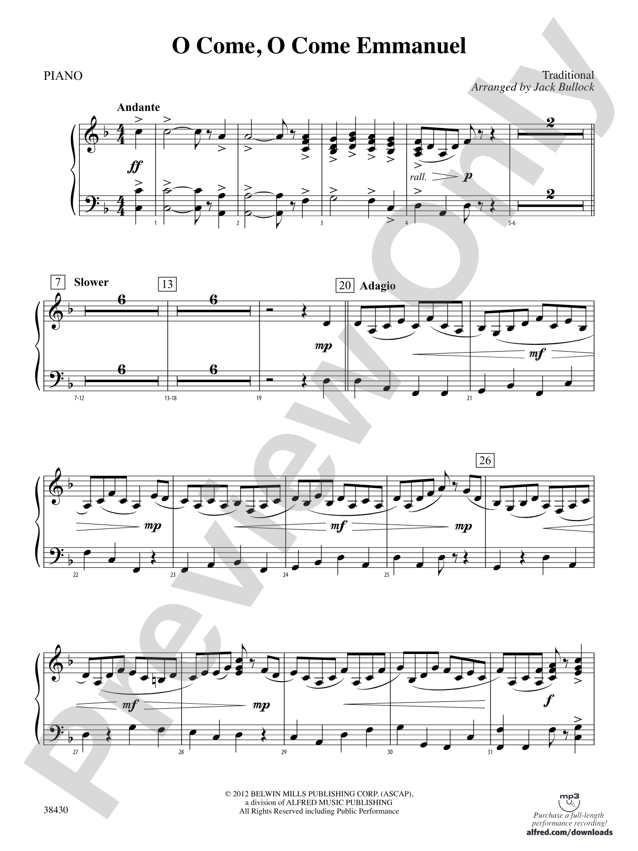O Come, O Come Emmanuel: Piano Accompaniment