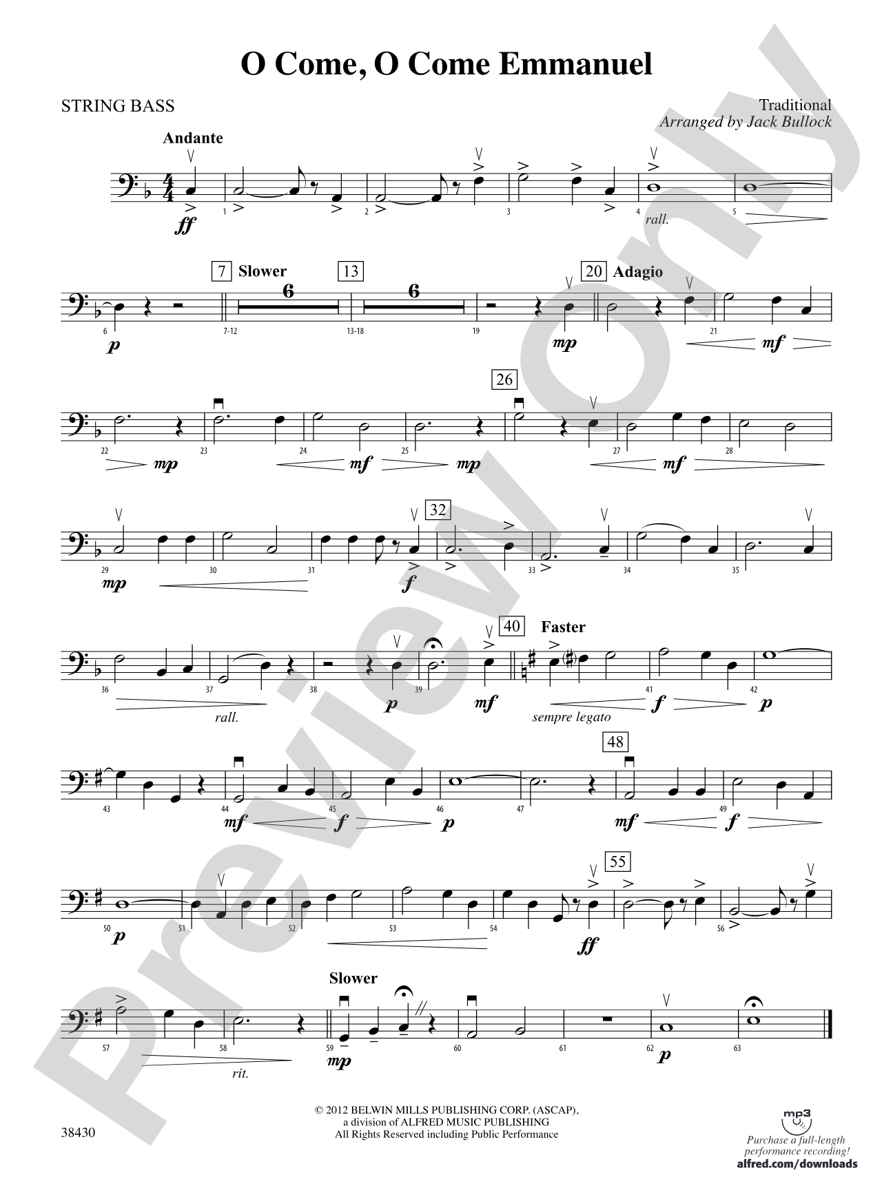 O Come, O Come Emmanuel: String Bass