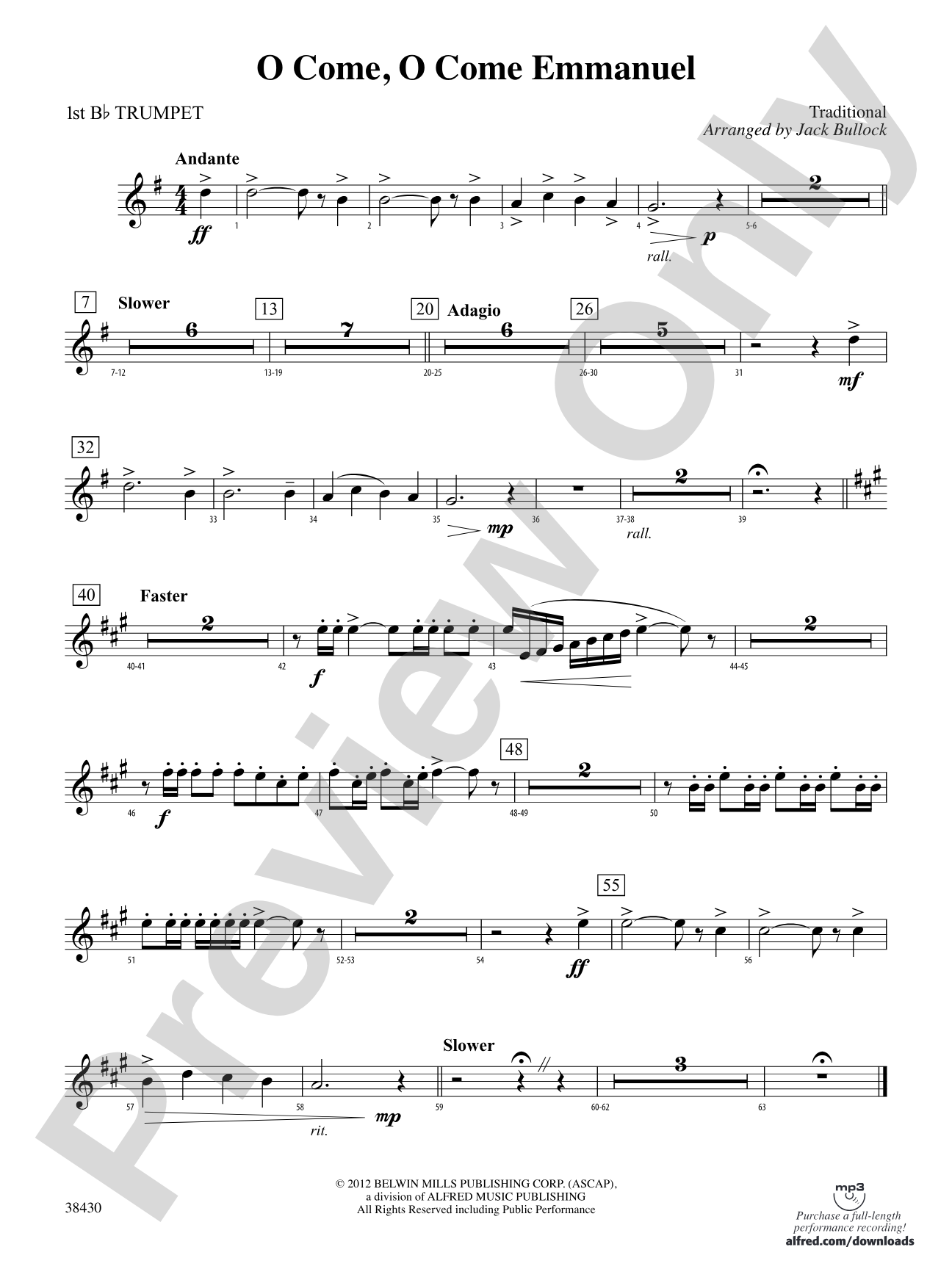 O Come, O Come Emmanuel: 1st B-flat Trumpet