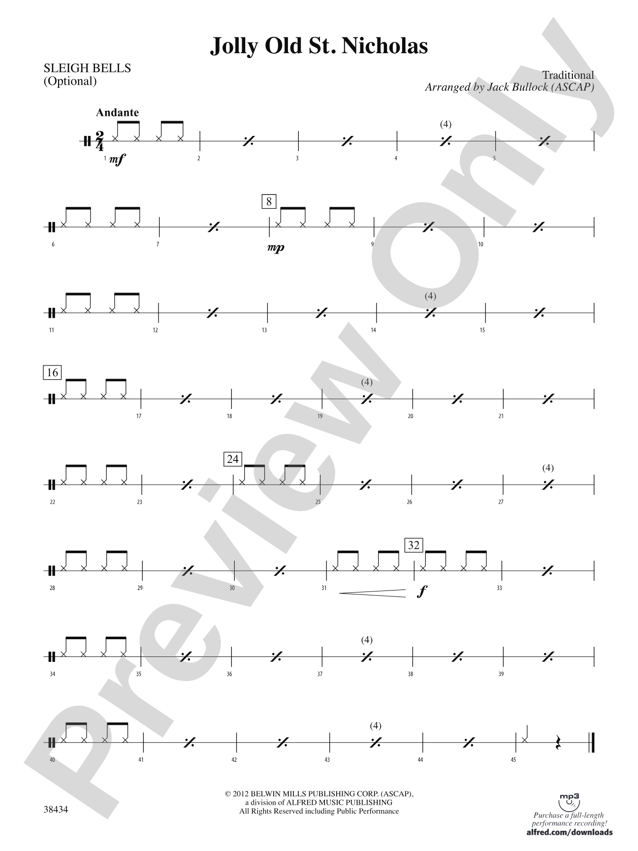 Jolly Old St. Nicholas: 1st Percussion