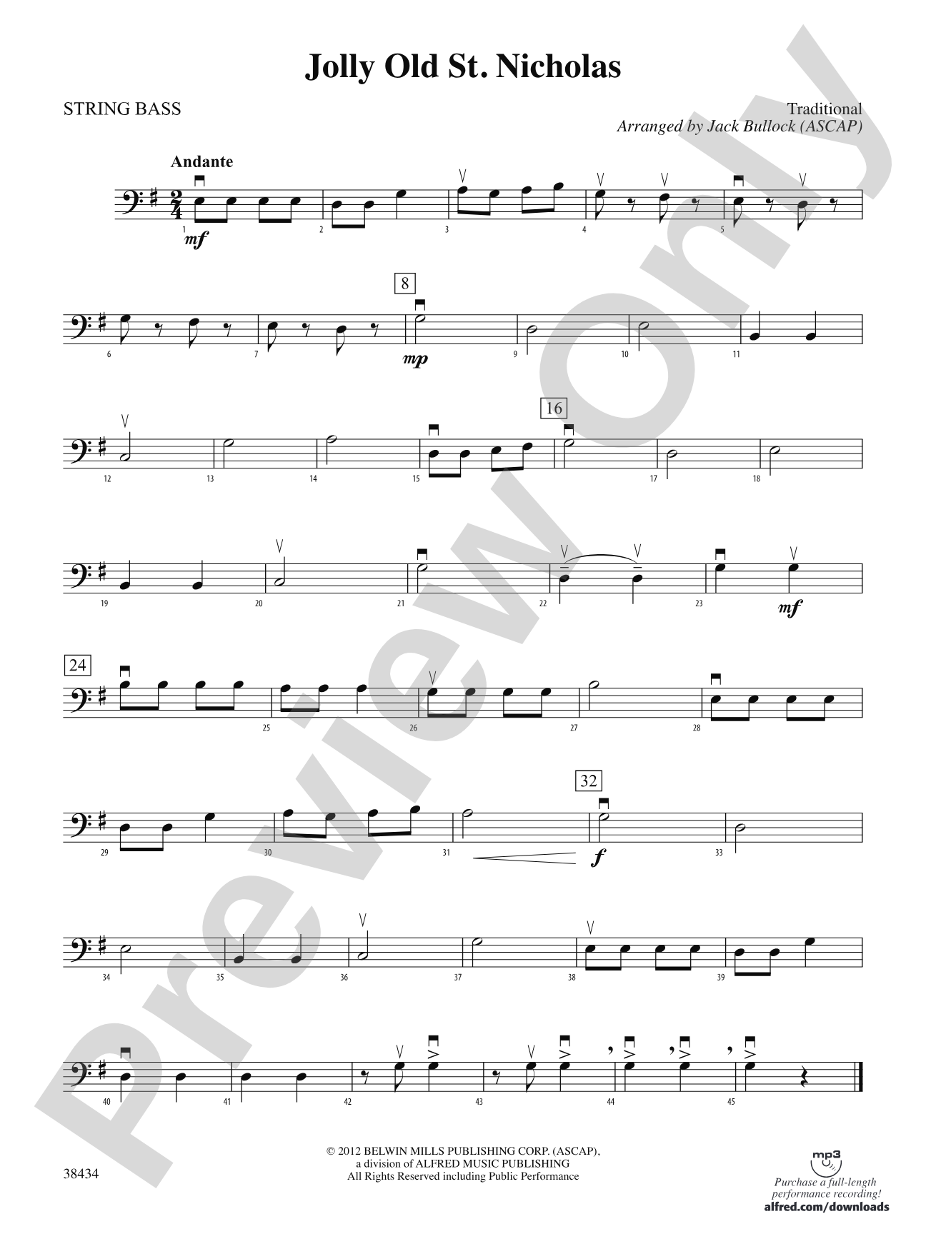Jolly Old St. Nicholas: String Bass