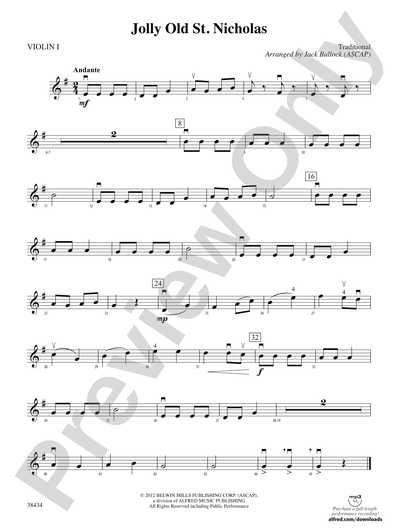Jolly Old St. Nicholas: 1st Violin