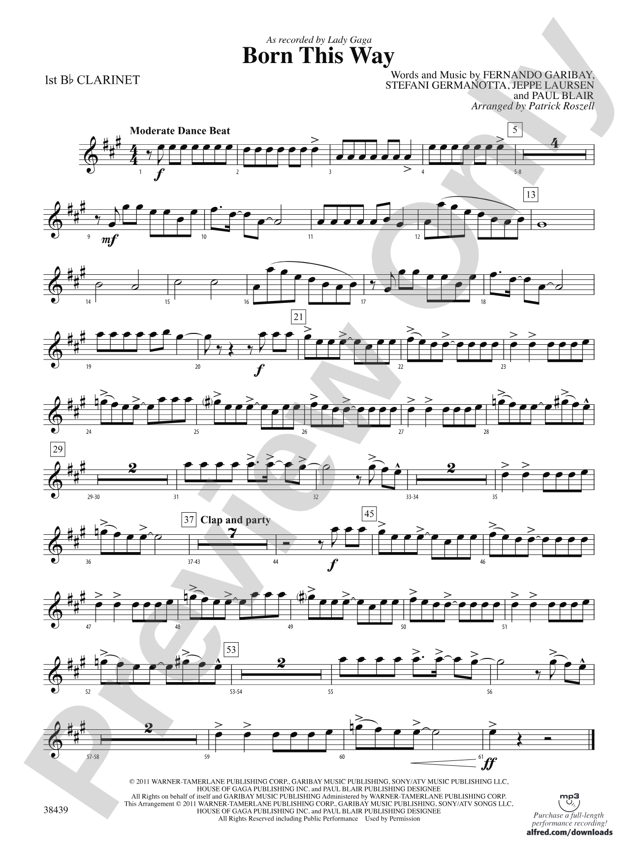 Born This Way: 1st B-flat Clarinet