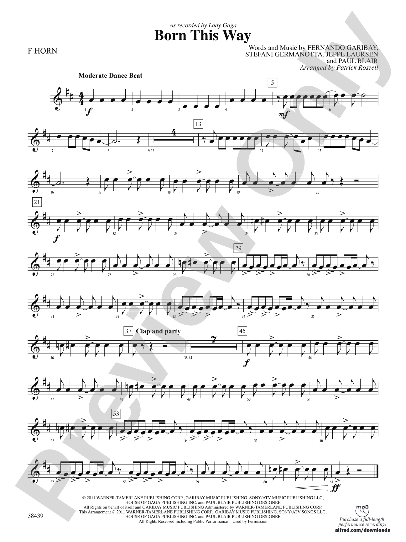 Born This Way: 1st F Horn