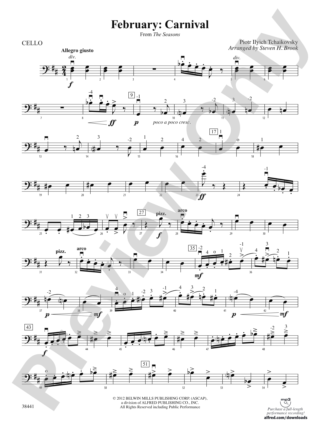 February: Carnival (from The Seasons): Cello