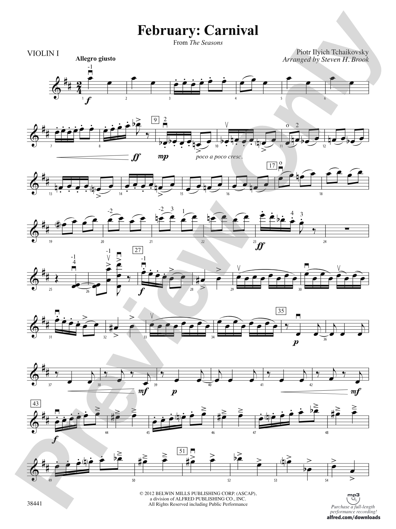 February: Carnival (from The Seasons): 1st Violin