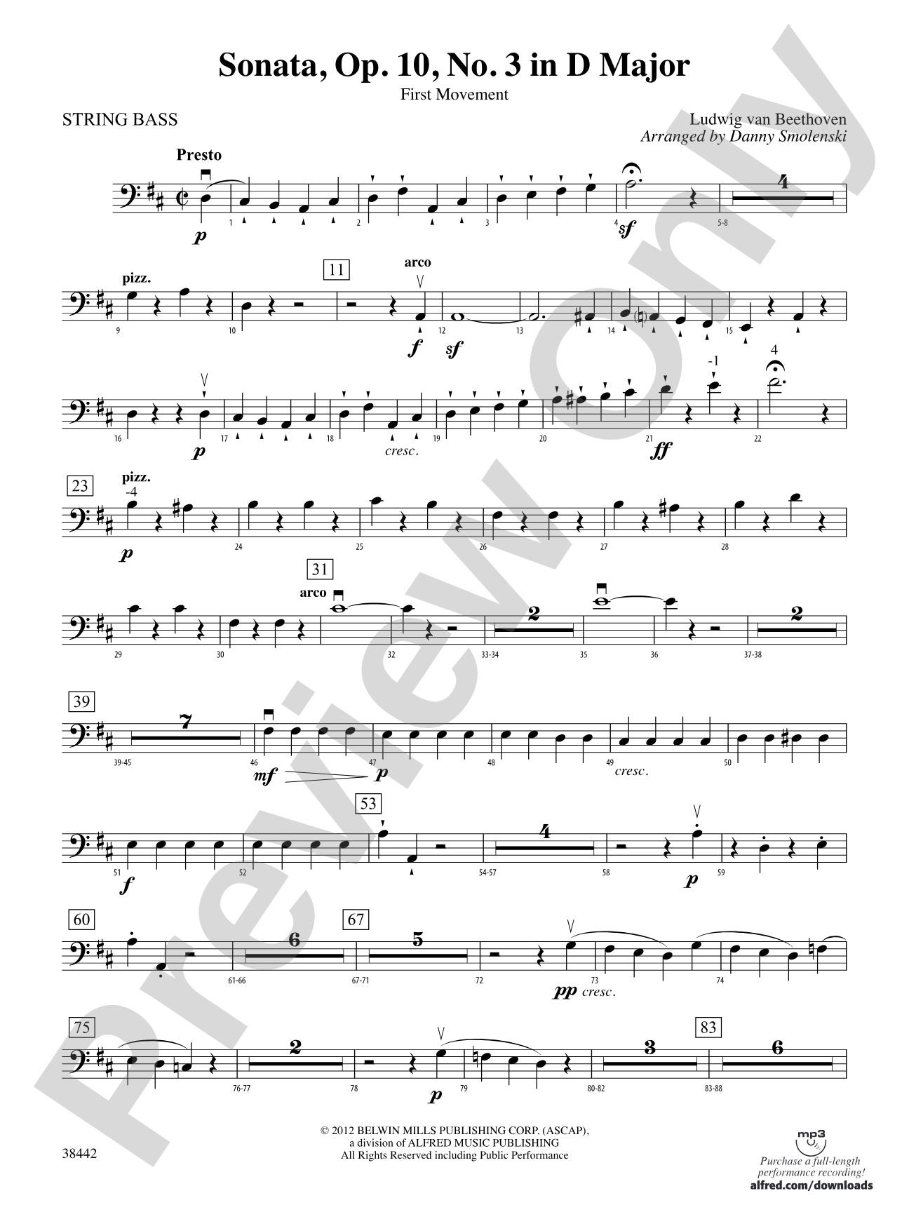 Sonata, Op. 10, No. 3: String Bass