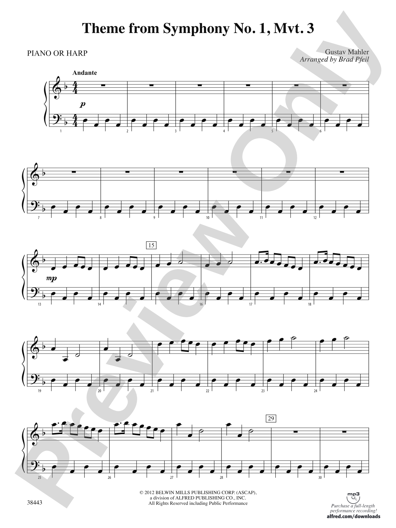 Theme from Symphony No. 1, Movement 3: Piano Accompaniment