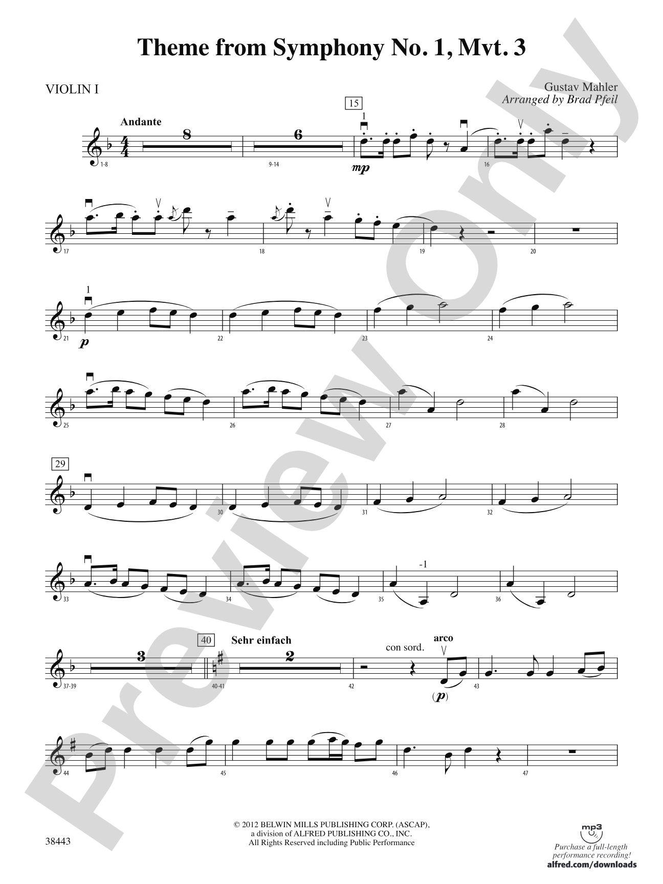 Theme from Symphony No. 1, Movement 3: 1st Violin
