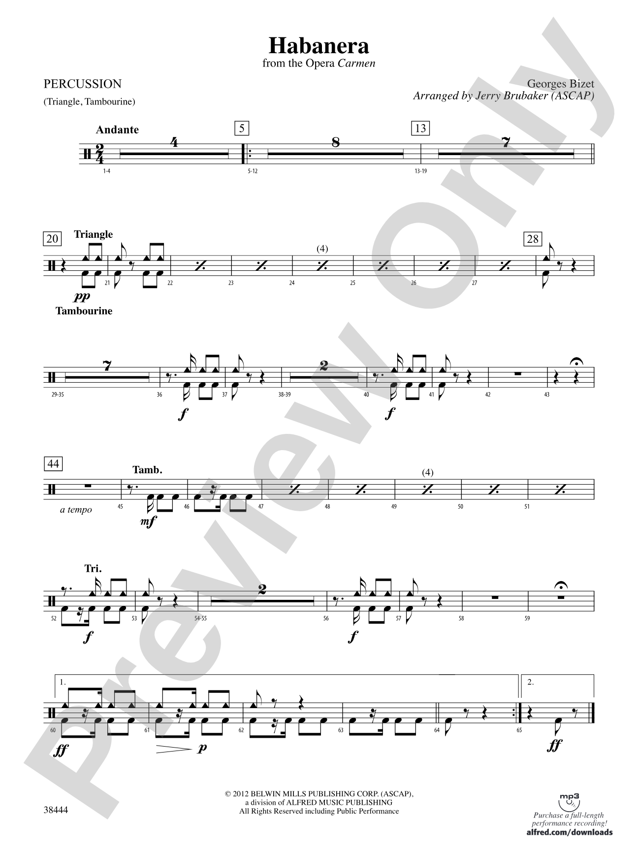 Habanera (from the opera Carmen): 1st Percussion